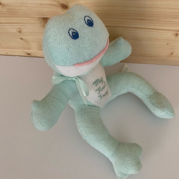 VINTAGE Bantam Collection Terry Cloth MY FIRST FROG Plush Rattle Baby Toy - Picture 7 of 10